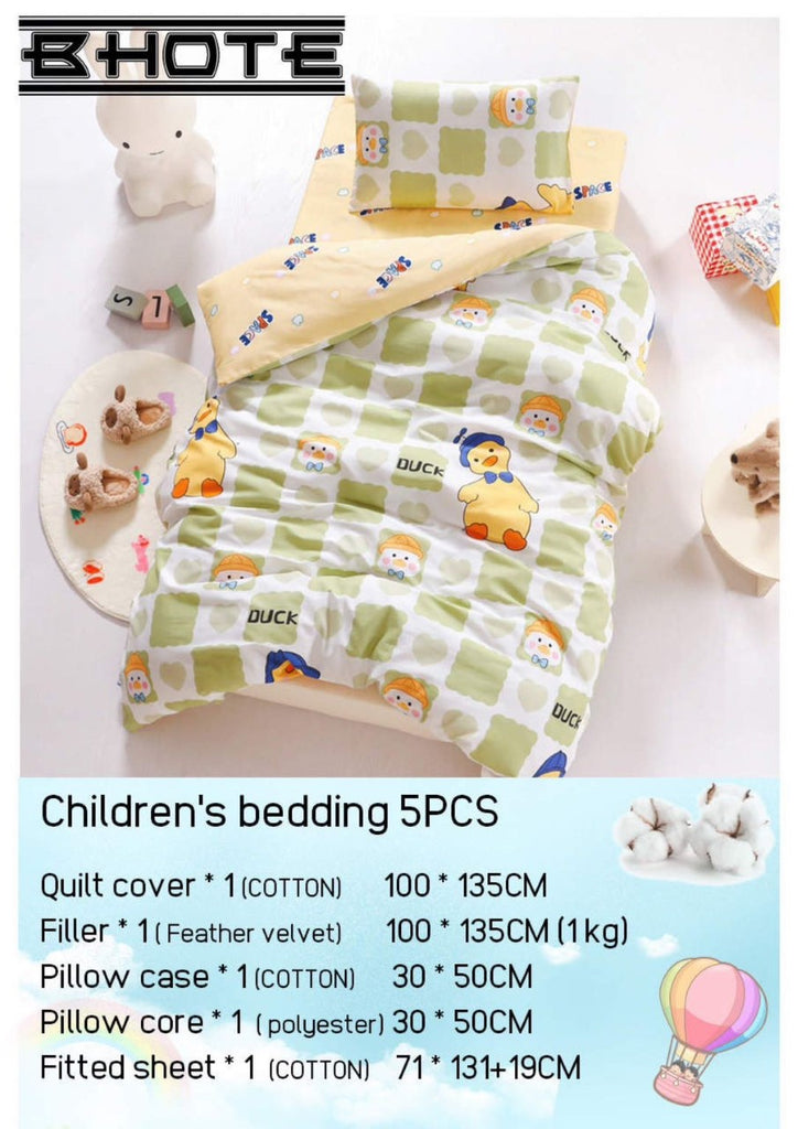 BHOTE Children's cot size 5pcs bedding set