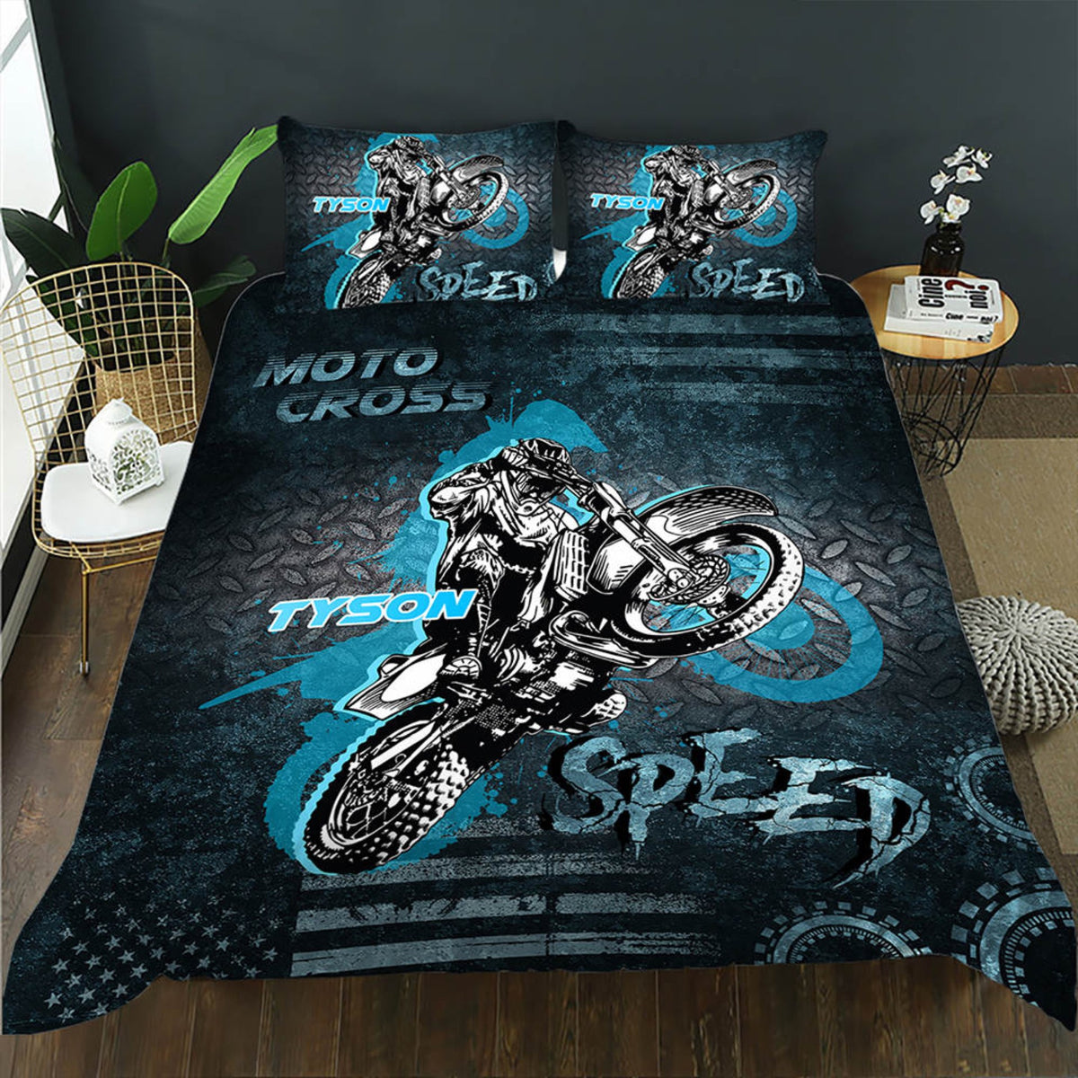 Motocross Pattern Print Quilt