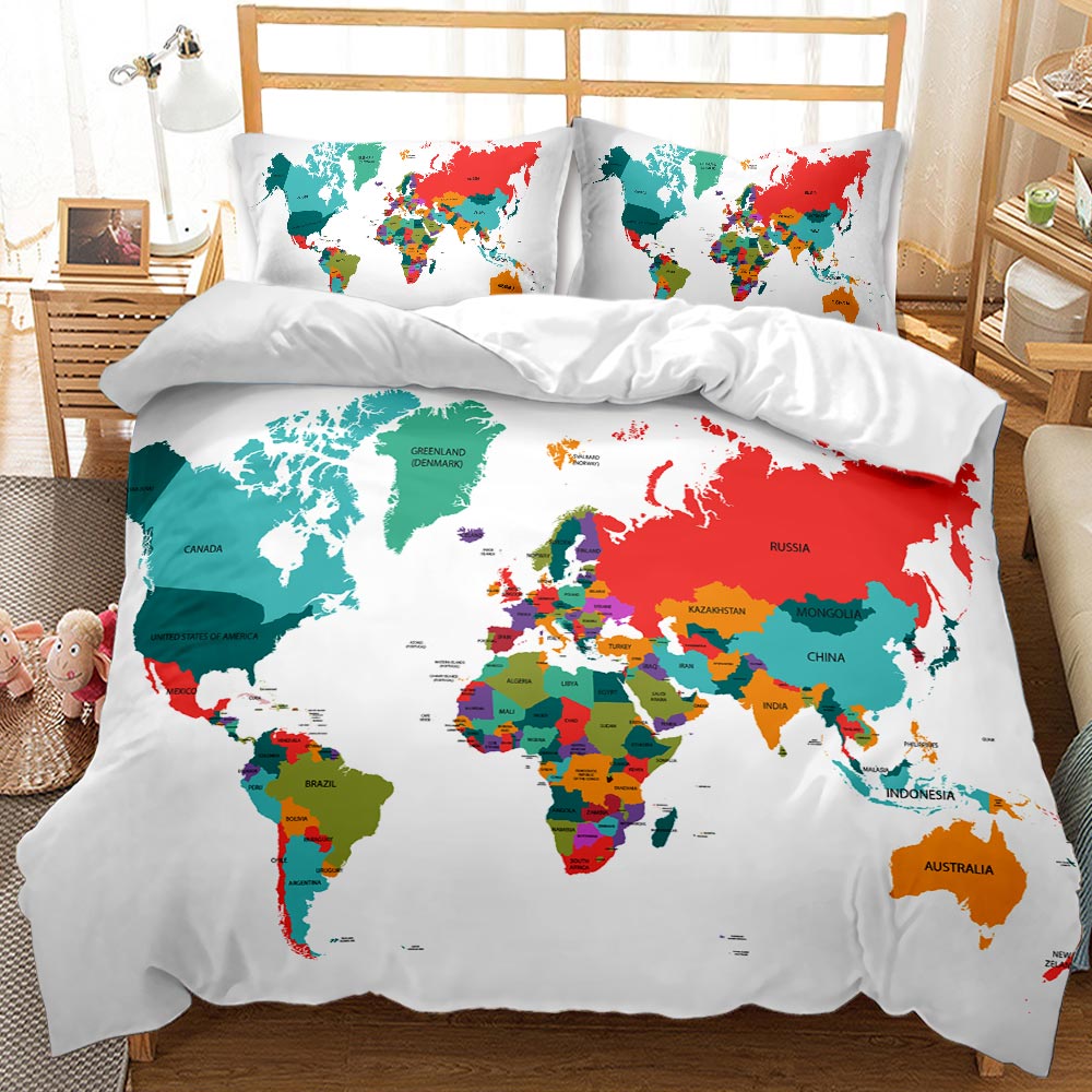 World Map Cotton Quilt Cover Set - DOONA KINGDOM