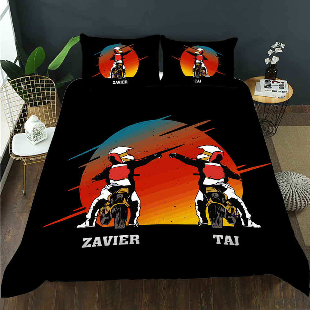 Motorbike Twins Personalised Quilt Cover Set DOONA KINGDOM