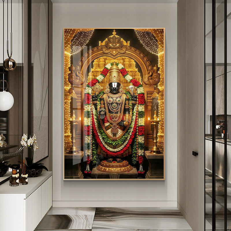 Lord Venkateswara crystal porcelain wall art 70x140cm– DOONA KINGDOM