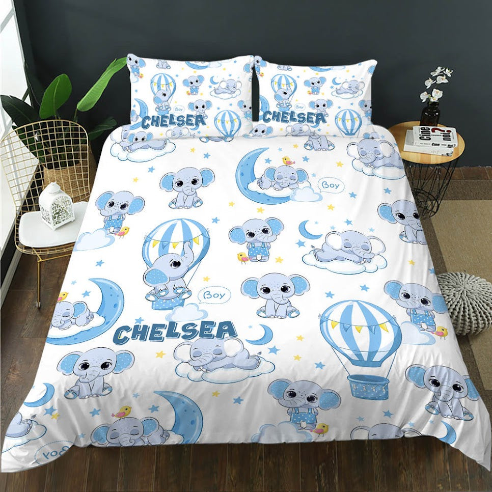 Baby Elephant Personalised Quilt Cover Set– DOONA KINGDOM