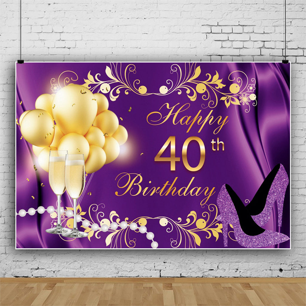 40th Happy Birthday Banner Vinyl 1.5MX1M - DOONA KINGDOM