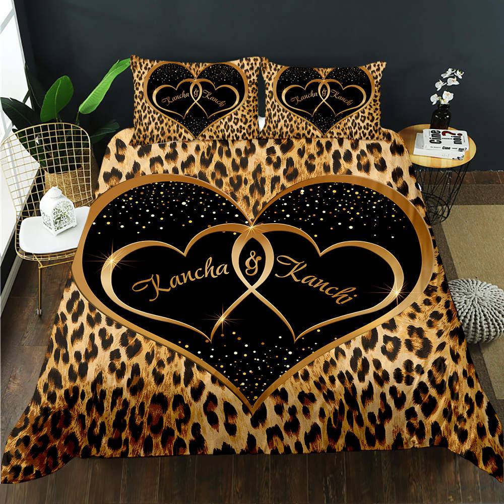 FOREVER AND ALWAYS PERSONALISED LEOPARD PRINT QUILT COVER SET - DOONA KINGDOM
