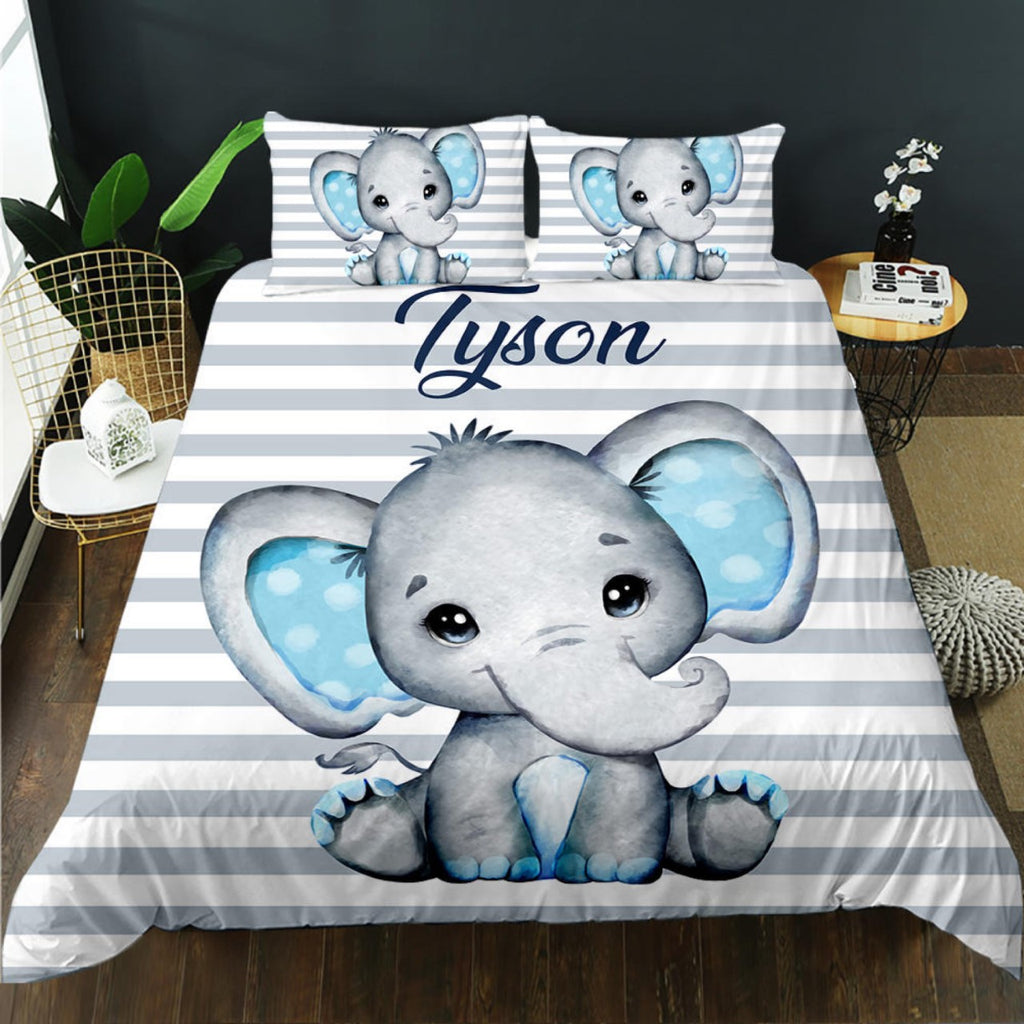 Baby Elephant Personalised Quilt Cover Set - DOONA KINGDOM