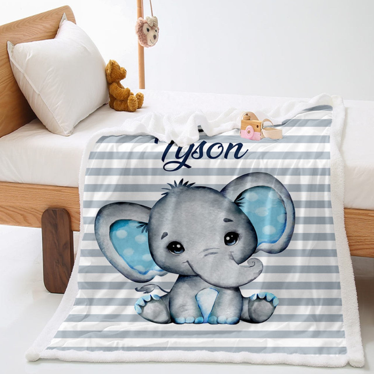 Baby Elephant Personalised Blanket Set