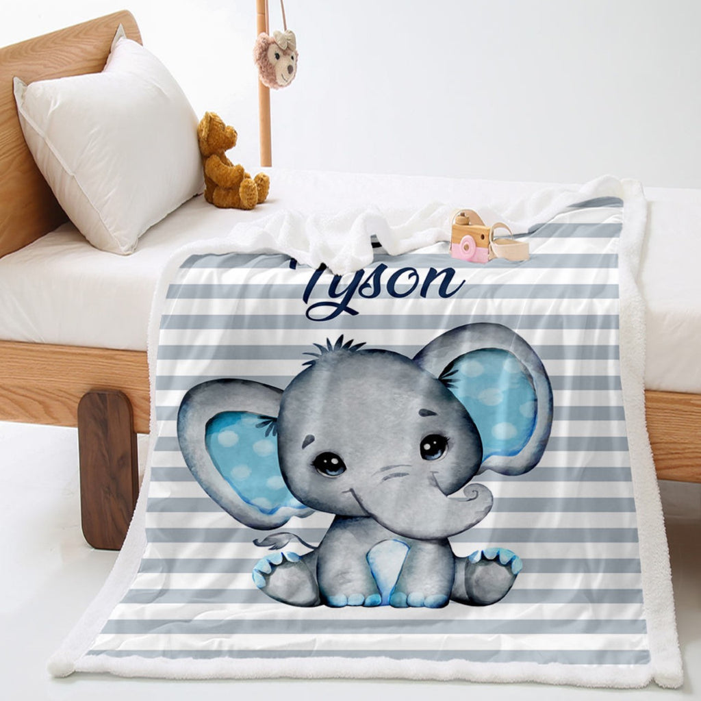Baby Elephant Personalised Blanket Set - DOONA KINGDOM